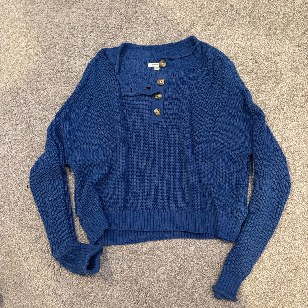 American Eagle Outfitters Blue Button-Up Sweater